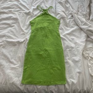 Zara halter dress green